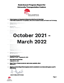 MATC Program Progress Performance Report October 2021 - March 2022