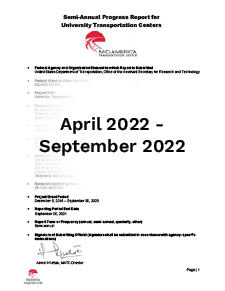 MATC Program Progress Performance Report April 2022 - September 2022